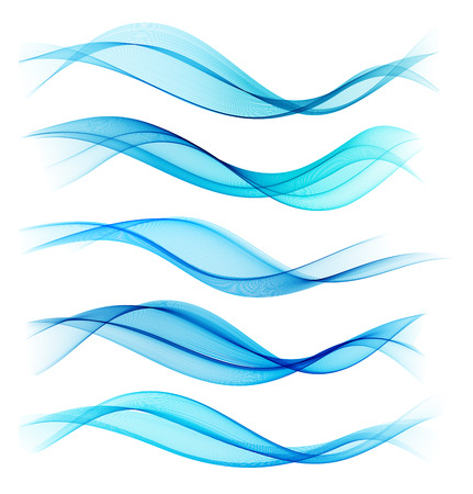 Set of blend abstract wave. wavy smoke lines. Blue colorのイラスト素材