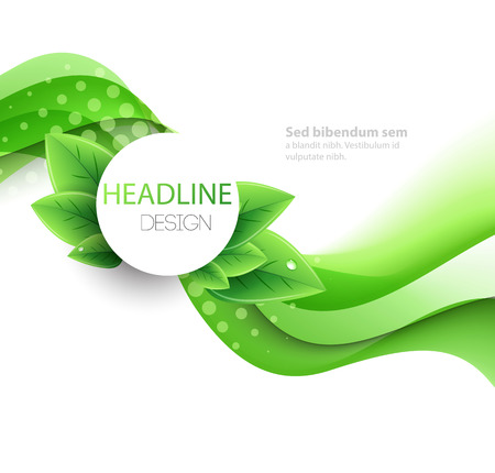 eco leaves and green wave. Abstract ecology backgroundのイラスト素材