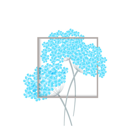 Invitation Card with beautiful flowers. Hortensia blossom. Summer Floral backgroundのイラスト素材