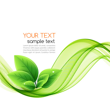 Vector eco leaves and green wave. Abstract ecology backgroundのイラスト素材