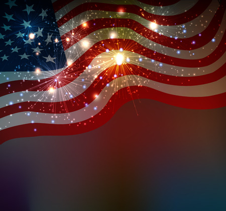 Fireworks background for 4th of July Independense Dayのイラスト素材