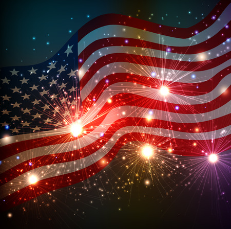 Fireworks background for 4th of July Independense Dayのイラスト素材