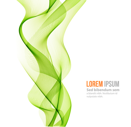 Vector Abstract color curved lines background. Template brochure design. Smoke lines. Abstract vector background, green transparent waved lines for brochure, website, flyer design.  Green smoke wave. Green wavy backgroundのイラスト素材