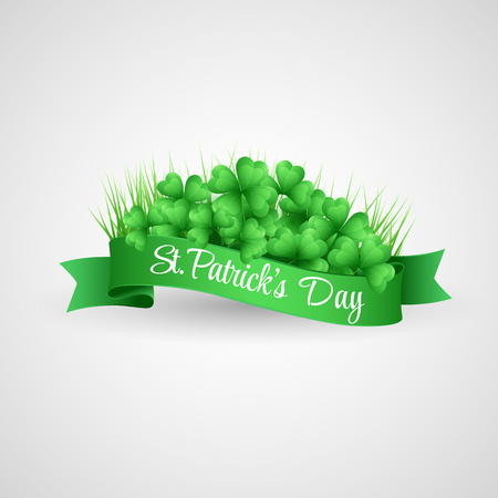 Saint Patrick Day Banner with clover and coinsのイラスト素材