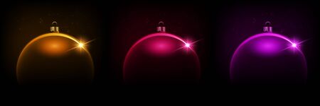 Black shiny Christmas background with color bauble, illustration.のイラスト素材