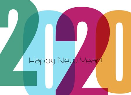 Happy new year greeting card with number 2020のイラスト素材