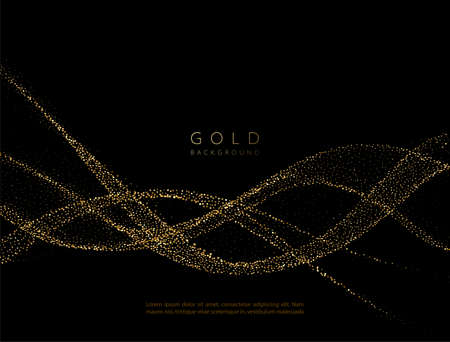 Abstract shiny golden wavy design element. Flow gold waveのイラスト素材