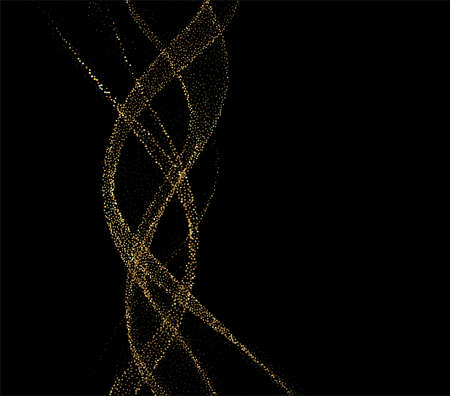 Abstract shiny golden wavy design element. Flow gold waveのイラスト素材