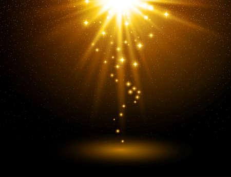 Abstract light background. Magic light with gold burstのイラスト素材
