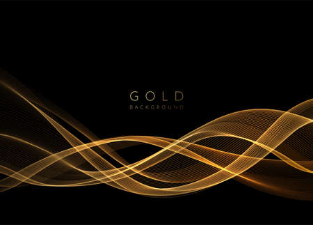 Abstract shiny golden wavy design element. Flow gold waveのイラスト素材