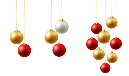 Color Christmas Baubles set isolated on white background.のイラスト素材