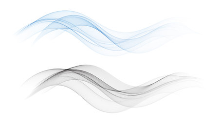 Abstract Blue Transparent Wave . Vector Abstract Smoke wave background.のイラスト素材