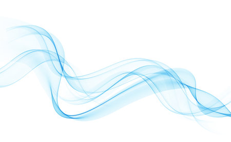 Abstract vector background, transparent waved lines . Blue smoke wave.のイラスト素材
