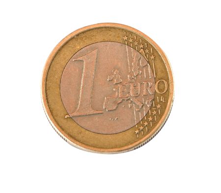 One euro isolated on white backgroundの写真素材