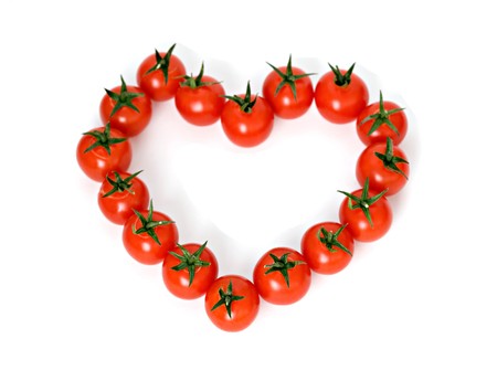 Heart drawn from tomatoesの写真素材