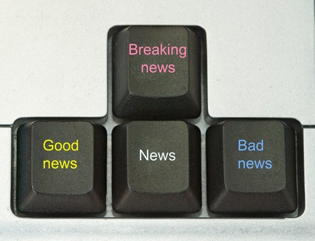 Keys for bad , good, and breaking newsの写真素材