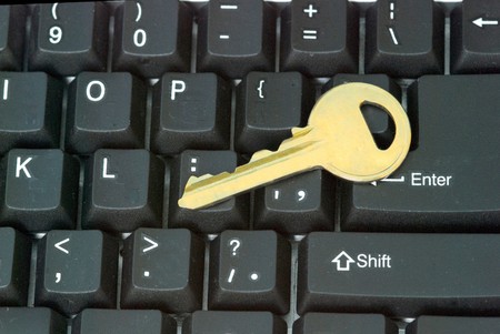 Key on keyboard as a symbol of secure access