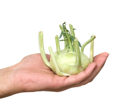 Presenting kohlrabi as a healthy foodの写真素材