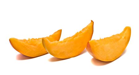 Mango segmebts isolated on white backgroundの写真素材