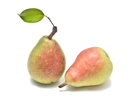 Two pears isolated on white backgroundの写真素材