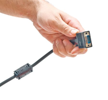 VGA-type (DE-15 or HD-15) connector for PC monitorの写真素材