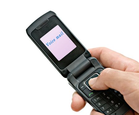 Mobile phone with  "voice mail" shown on its screenの写真素材