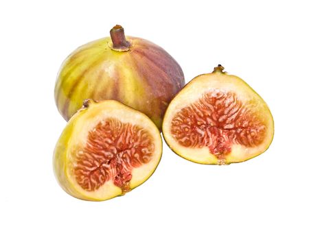 Fig and its section isolated on white backgroundの写真素材