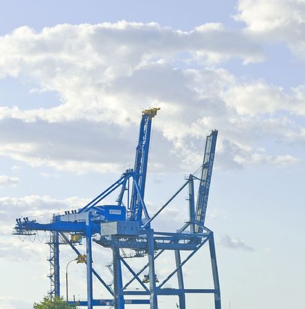 Lifting cranes in port of Rejeka, Croatiaの写真素材