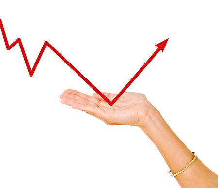 Palm with a red chartの写真素材