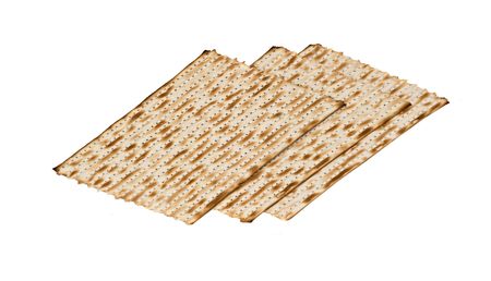 Close up of square matza isolated on white background