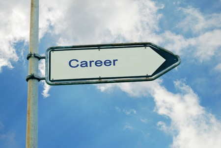 Road sign to careerの写真素材