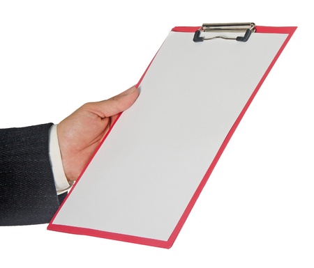 Hand holding clipboardの写真素材
