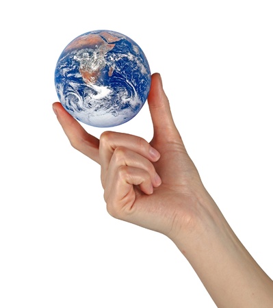 Planet earth in fingersの写真素材