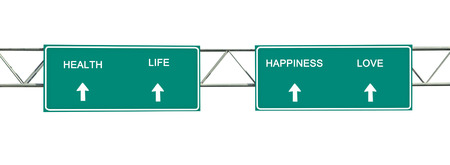 Road sign to happiness,health,love, lifeの写真素材