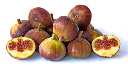 Fig and section isolated on white backgroundの写真素材