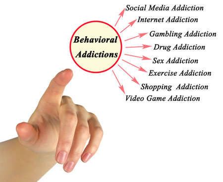 Woman Presenting Eight Behavioral Addictionsの写真素材