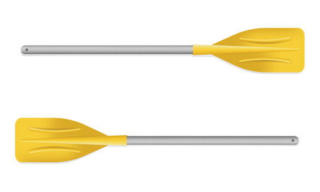 Realistic illustration sport oar. Two yellow plastic oar. Boat oar.の素材 [FY310162596019]