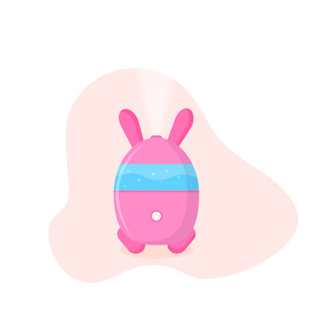 Humidifier in the shape of a rabbit. Air freshener for home or office. Modern vector illustration in flat cartoon style.のイラスト素材