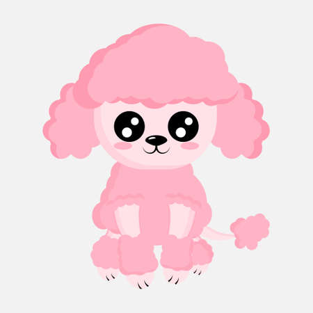 Cartoon pink poodle. Vector Illustration isolated on white background.のイラスト素材