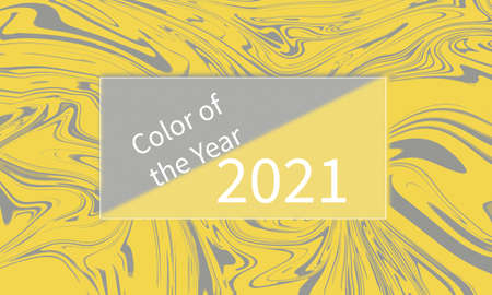 Abstract 3d fluid liquid wave background with Illuminating yellow and ultimate gray colors. Vector illustrationのイラスト素材