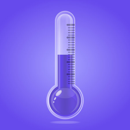 Thermometer. Cold weather. Isolated symbol on blue background. Vector illustrationのイラスト素材