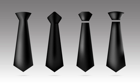 Set of black ties. Tie icon in trendy flat style. Strict classical ties dark colors.のイラスト素材