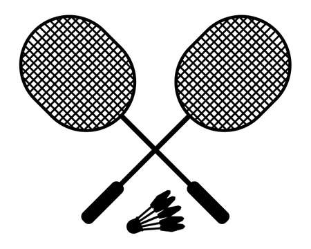 Badminton rackets and shuttlecock. Vector illustration isolated on white backgroundのイラスト素材