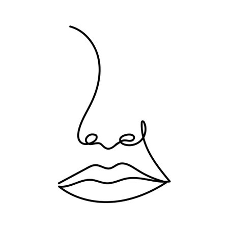 Abstract continuous one line drawing woman face. Modern minimalism art, aesthetic contour. Vector illustrationのイラスト素材