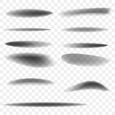 Set of realistic round shadow with soft edges. Vector illustration isolated on transparent backgroundのイラスト素材