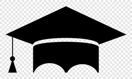 Graduation cap icon. Vector Illustration isolated on transparent backgroundのイラスト素材