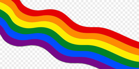 Rainbow waving flag. Lesbian, gay, bisexual, transgender flag. Flag of gay pride isolaten on transparent backgroundのイラスト素材