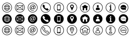 Big set of business card contact information icons. Vector web symbolのイラスト素材