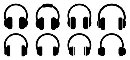 Headphones icons set. Music sign. Vector illustrationのイラスト素材