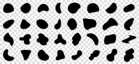 Random shapes set. Organic abstract black blobs of irregular shape. Vector collection isolated on transparent backgroundのイラスト素材